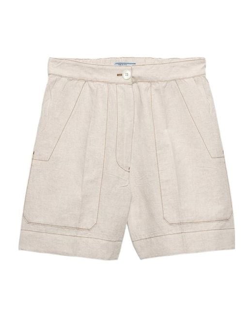 Prada Natural Chambray Shorts