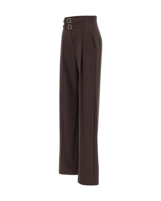 Marella Brown Double-Waistband Casual Trousers