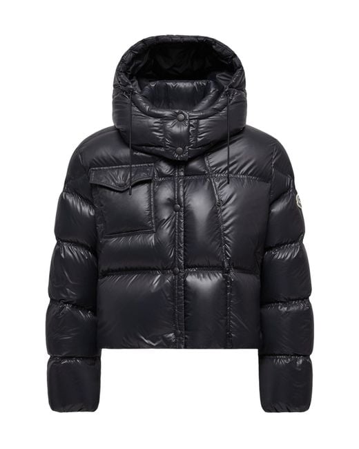 Moncler Black Erea Square-Quilted Hooded Short Down Jacket