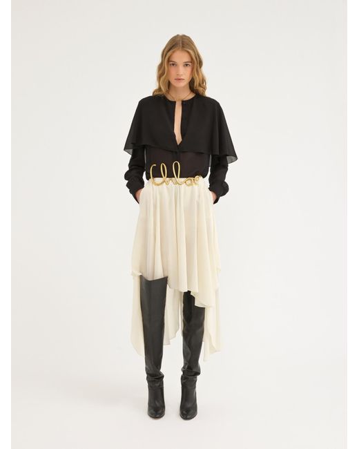 Chloé Black Chloé Crewneck Straight Hem Long-Sleeved Shirt