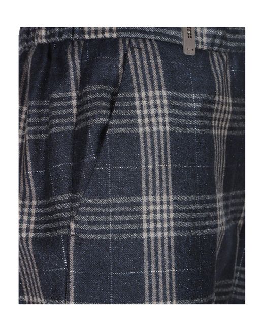 Peserico Gray Check Pattern Trousers