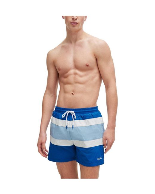 Boss Blue Striped Shorts for men