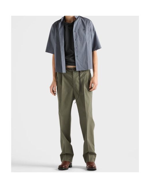 Prada Green Wide-Leg Pleated Trousers for men