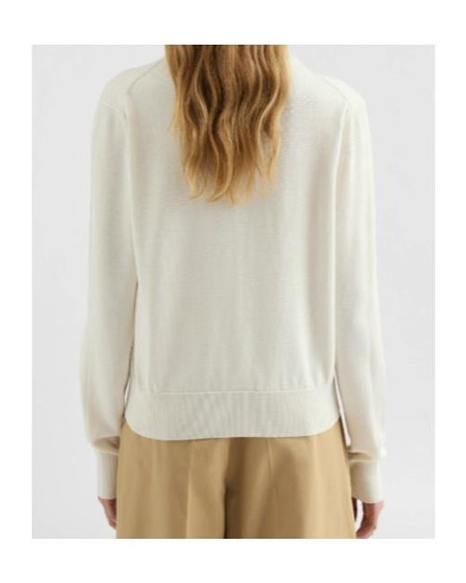 Jil Sander White Floral Trim Cardigan