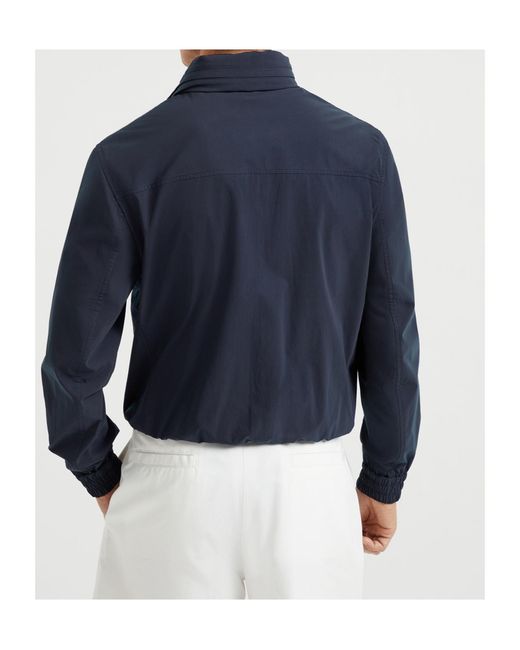 Brunello Cucinelli Blue Water-Resistant Bomber Jacket for men