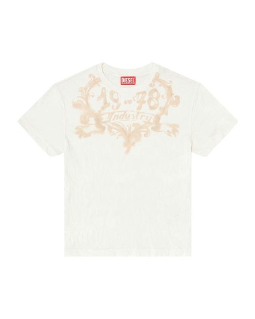 DIESEL White Graphic Printed T-Shirt