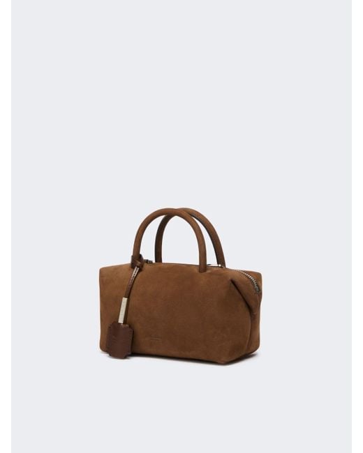 Max Mara Brown Small Holdall Suede Tote Bag