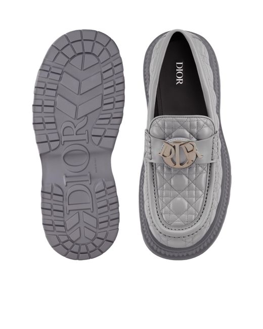 Dior Gray Homme Logo Plaque Slip-On Buffalo Loafers for men