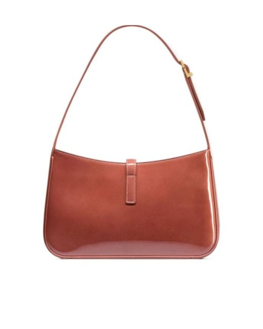 Saint Laurent Red Le 5 À Logo Plaque Shoulder Bag