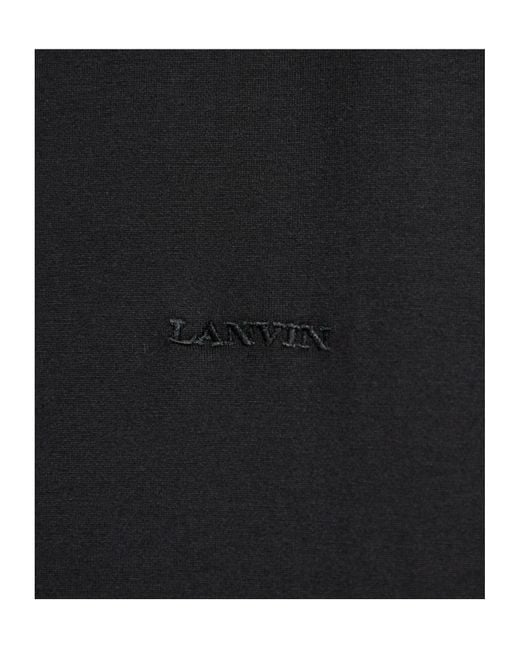 Lanvin Black Logo Embroidered Crewneck T-Shirt for men