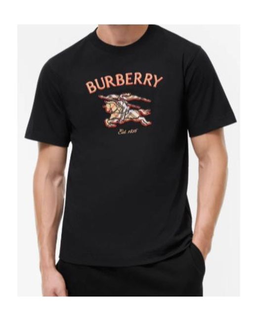Burberry Black Knight Check Cotton T-Shirt for men