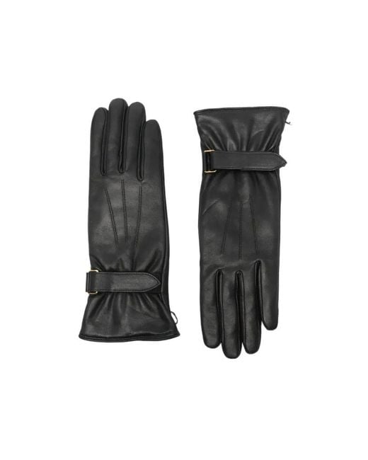 Isabel Marant Black Buckle Logo-Debossed Gloves