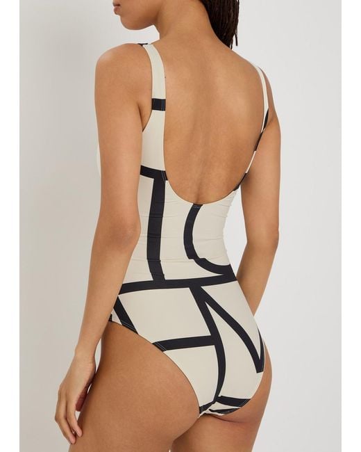 Totême White Logo-Monogrammed Swimsuit