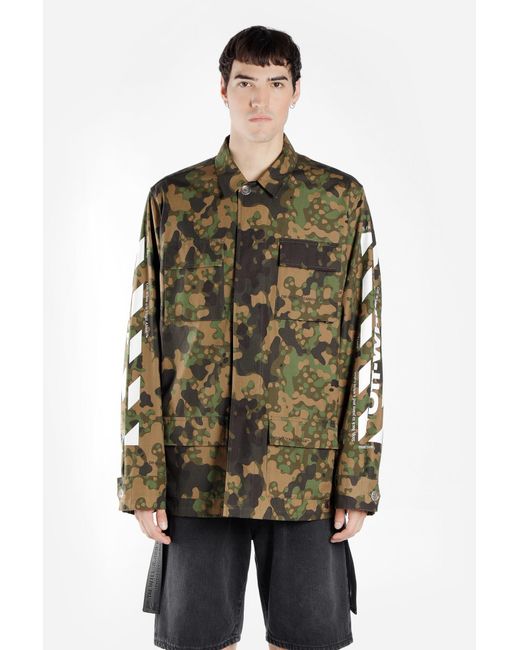 Off-White c/o Virgil Abloh Green Camouflage Printed Casual Jacket for men