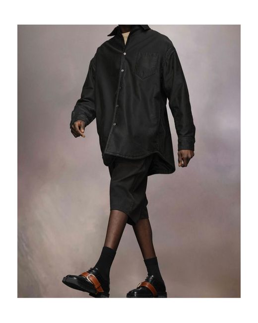 Maison Margiela Black Long-Sleeved Curved Hem Shirt for men