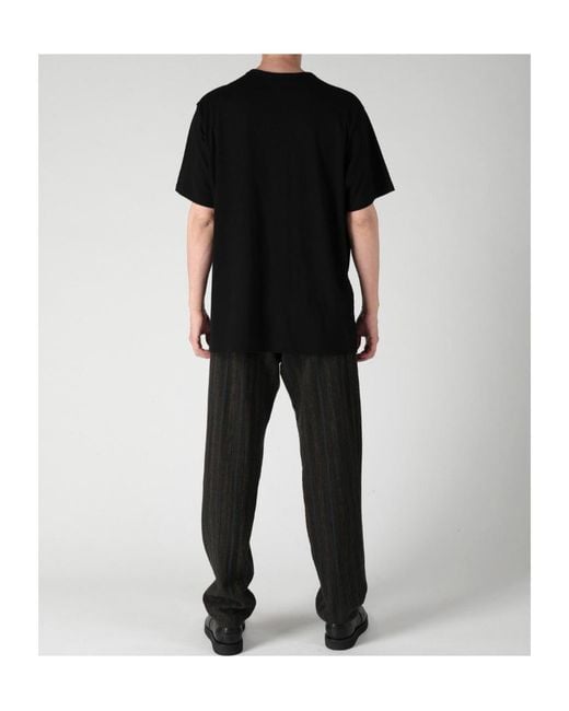 Yohji Yamamoto Black Cotton Single Jersey Round Neck Short Slv for men