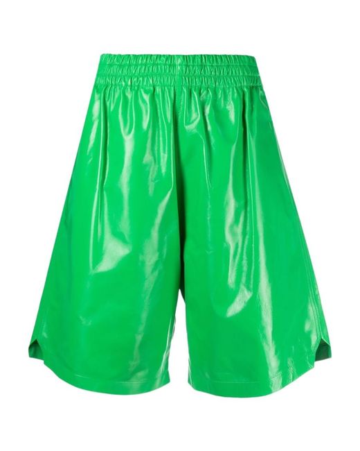 Bottega Veneta Green Knee-Length Leather Shorts