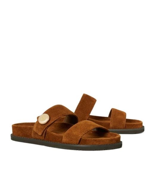 Tory Burch Brown Romy Sport Slides