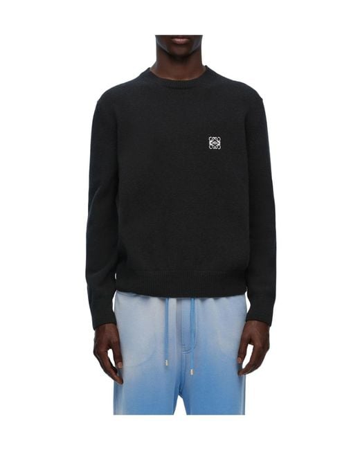 Loewe Black Logo Embroidered Crewneck Jumper for men