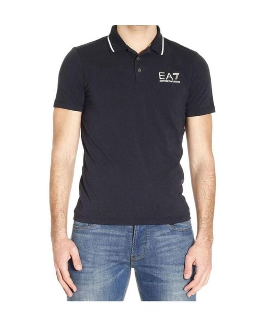 EA7 Blue Short-Sleeved Polo Shirt for men