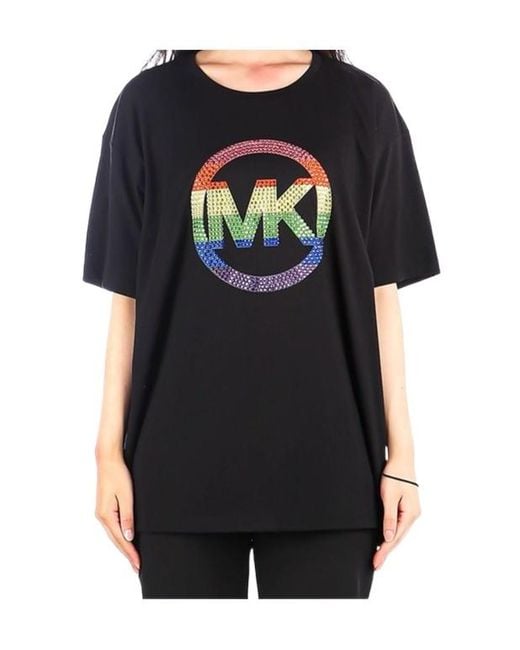 Michael Kors Black Rhinestone-Logo T-Shirt