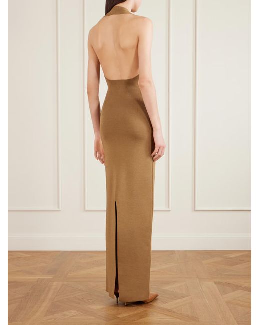 Khaite Natural Mahi Knitted Backless Dress