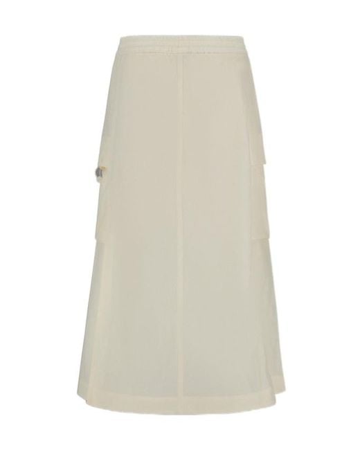 Herno Natural Laminar Drawstring Waist Long Skirt