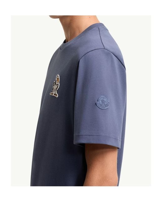 Moncler Blue Logo Cotton T-Shirt for men
