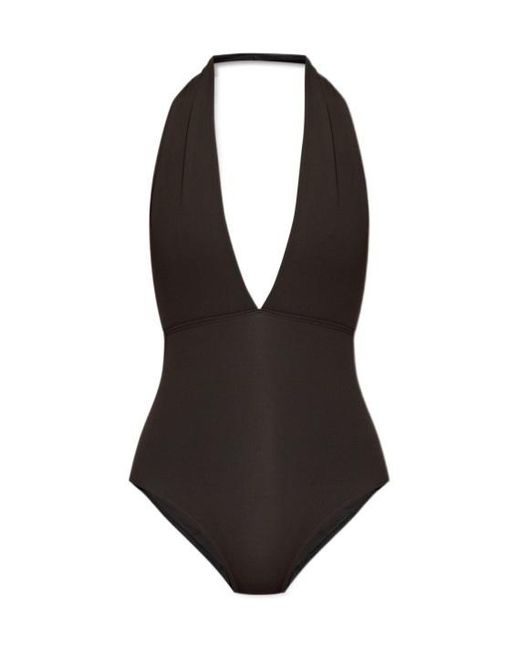 Totême Black Totême Halterneck Open Back Swimsuit