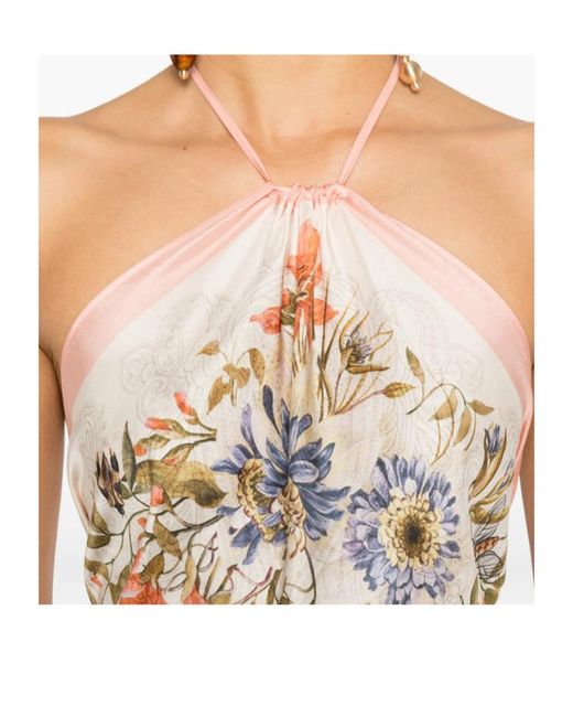 Etro White Floral Halterneck Top