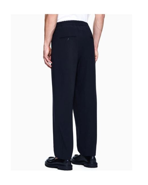 Giorgio Armani Blue Elastic-Waist Pleated Pants for men