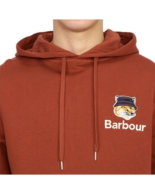 Barbour Orange Logo-Embroidered Cotton Hoodie for men