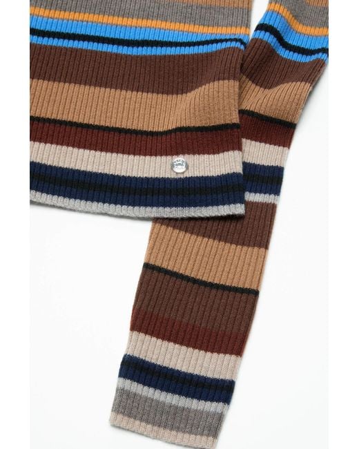 Acne Brown Striped Wool Cardigan