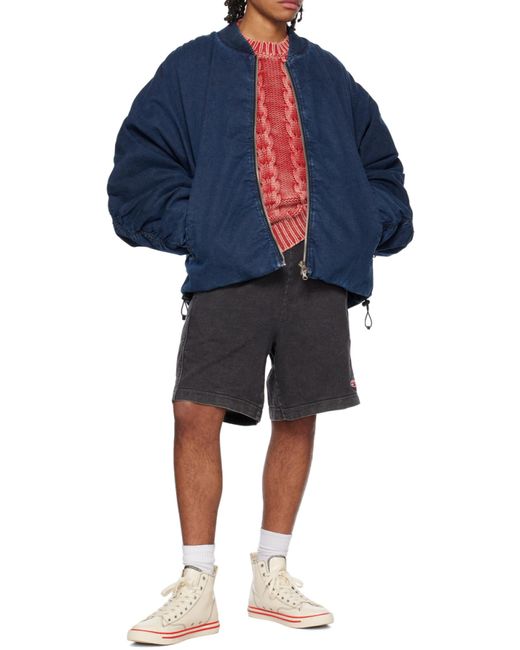 DIESEL Gray Logo Patch Drawstring Shorts for men