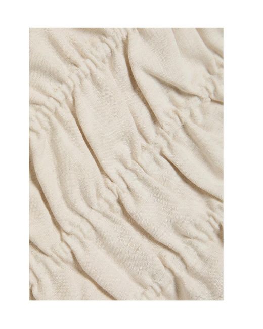 Staud White Smocked Linen Tank Top