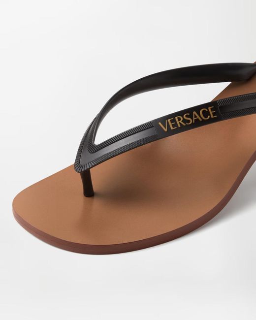 Versace Brown Sophie Rubber Thong Sandals 40Mm