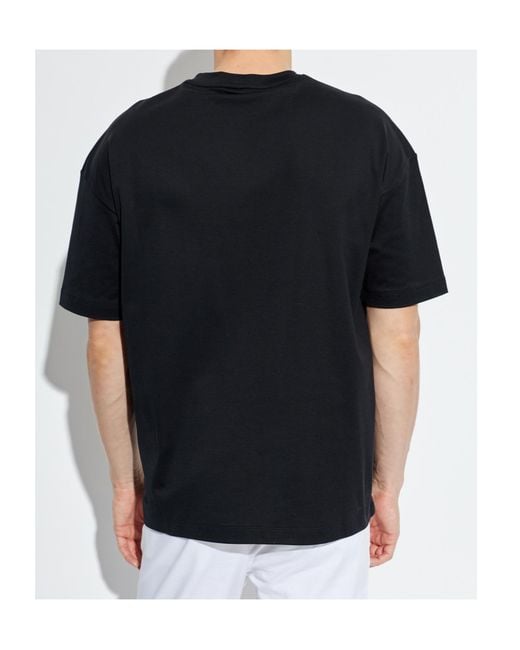 Giorgio Armani Black Logo Embroidered Crewneck T-Shirt for men