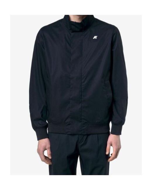 K-Way Blue Stand-Collar Zip Jacket for men