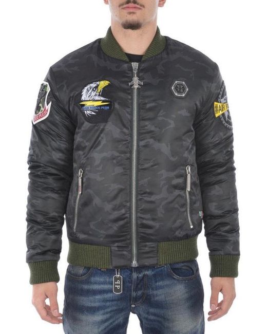 Philipp Plein Gray Logo Casual Jacket for men