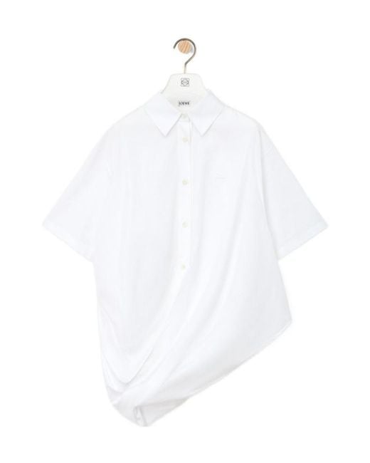 Loewe White Asymmetric Draped Top