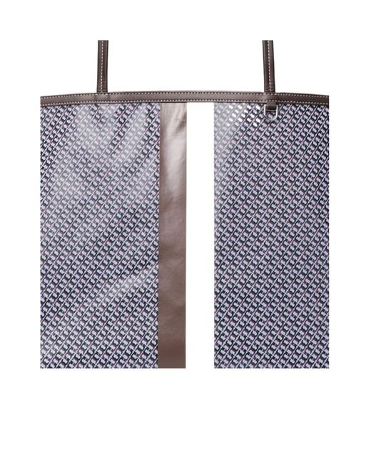 Tory Burch Gray Xl Racer Stripe Print Tote Bag