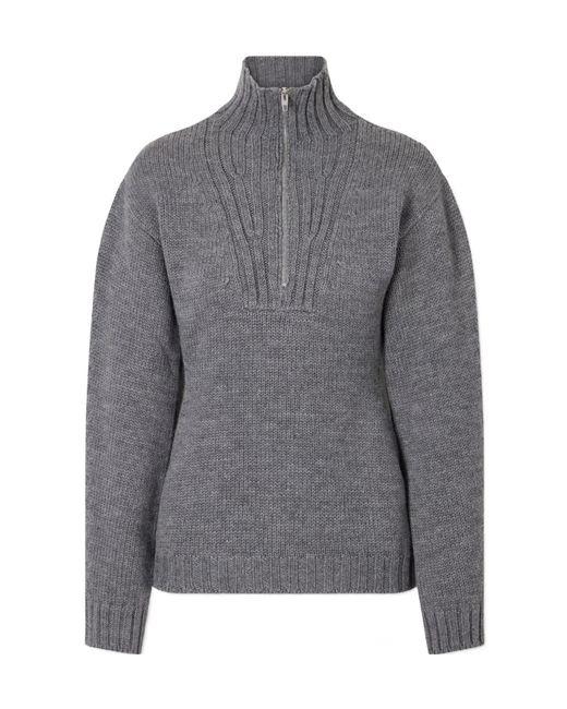 Jil Sander Gray Ribbed-Knit Sweater