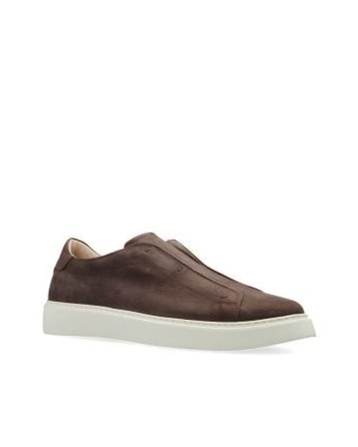 Eleventy Brown Panelled Slip-On Sneakers for men