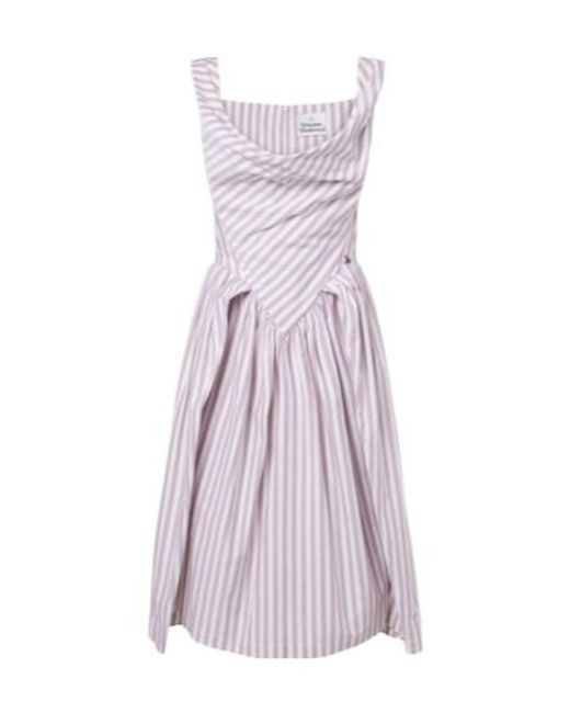 Vivienne Westwood Purple Sunday Striped Cotton Midi Dress