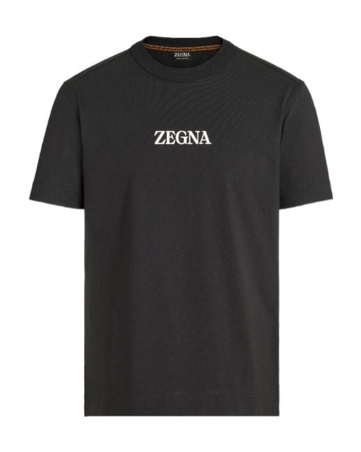 Zegna Black Logo Round-Neck T-Shirt for men