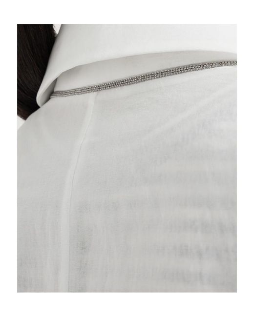 Brunello Cucinelli White Single-Breasted Straight Hem Blazer