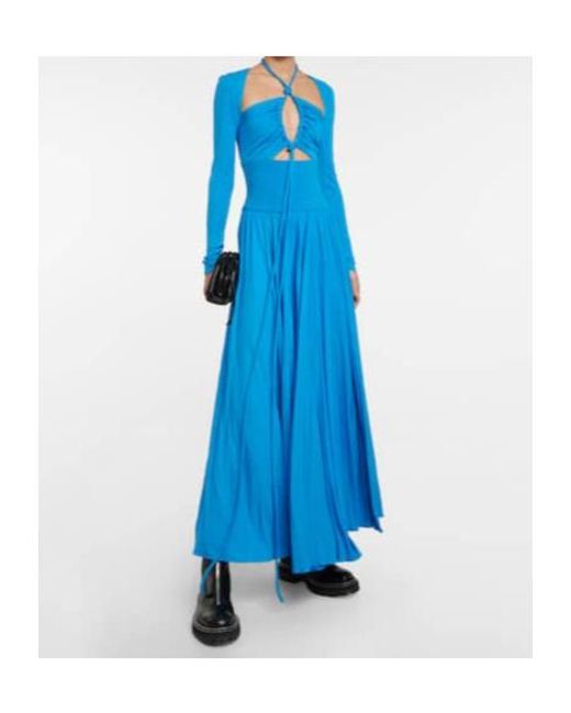 Proenza Schouler Blue Cutout Jersey Maxi Dress