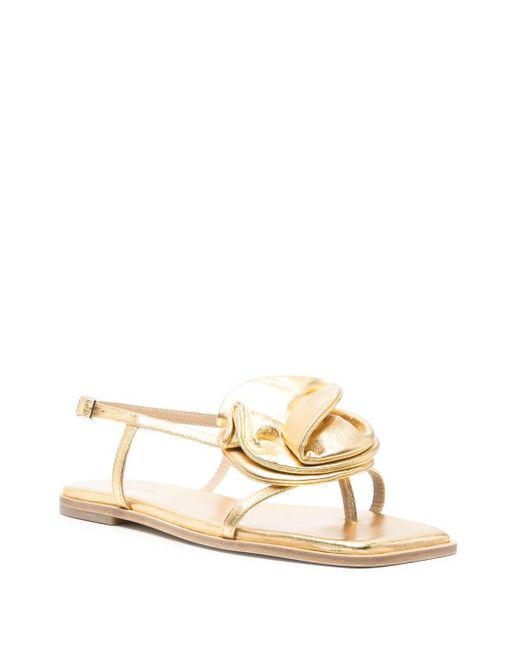 Vic Matié Metallic Square Toe Flat Sandals