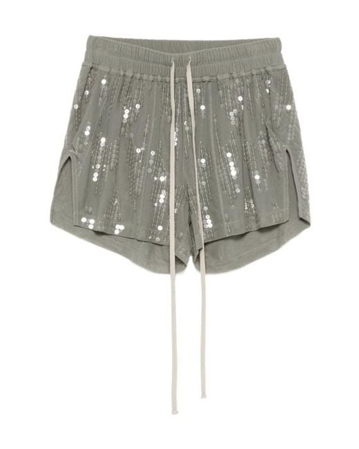 Rick Owens Gray Lilies Sequined Drawstring Shorts
