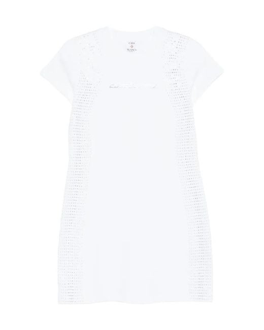 Casablanca White Short-Sleeved Crewneck Dress